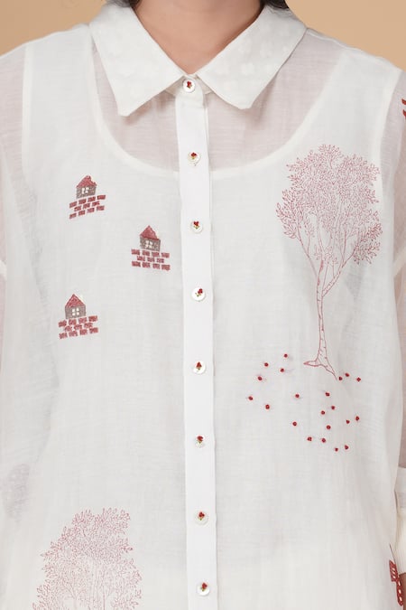 Shop Arcvsh By Pallavi Singh Ivory , Chanderi Embroidery Shawl Hakoni Print Shirt And Pant Set Online at Aza Fashions Shop_Arcvsh By Pallavi Singh_Ivory , Chanderi Embroidery Shawl Hakoni Print Shirt And Pant Set _Online_at_Aza_Fashions