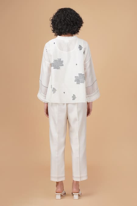 Shop Arcvsh By Pallavi Singh Ivory , , Hakoni Block Print Shirt And Pant Set at Aza Fashions Shop_Arcvsh By Pallavi Singh_Ivory , , Hakoni Block Print Shirt And Pant Set _at_Aza_Fashions