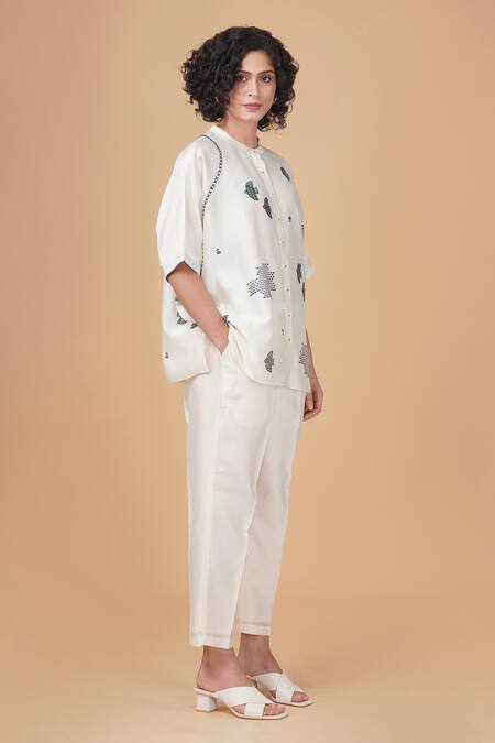 Shop Arcvsh By Pallavi Singh Ivory , , Hakoni Block Print Kaftan Shirt And Pant Set Online at Aza Fashions Shop_Arcvsh By Pallavi Singh_Ivory , , Hakoni Block Print Kaftan Shirt And Pant Set _Online_at_Aza_Fashions