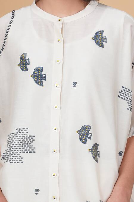 Arcvsh By Pallavi Singh Ivory , , Hakoni Block Print Kaftan Shirt And Pant Set at Aza Fashions Arcvsh By Pallavi Singh_Ivory , , Hakoni Block Print Kaftan Shirt And Pant Set _at_Aza_Fashions