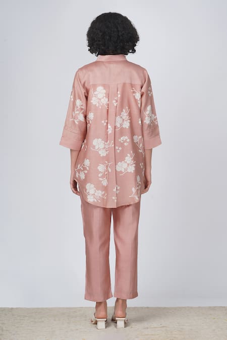 Shop Arcvsh By Pallavi Singh Beige , Chanderi Embroidery Yuri Floral Block Print Shirt And Pant Set at Aza Fashions Shop_Arcvsh By Pallavi Singh_Beige , Chanderi Embroidery Yuri Floral Block Print Shirt And Pant Set _at_Aza_Fashions