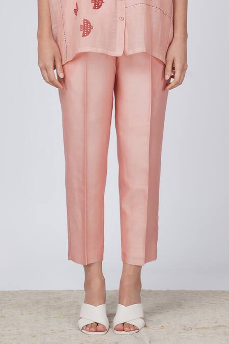 Buy Arcvsh By Pallavi Singh Pink Chanderi , Chanderi, Hakoni Print Kaftan Shirt And Pant Set Online at Aza Fashions Buy_Arcvsh By Pallavi Singh_Pink Chanderi , Chanderi, Hakoni Print Kaftan Shirt And Pant Set _Online_at_Aza_Fashions