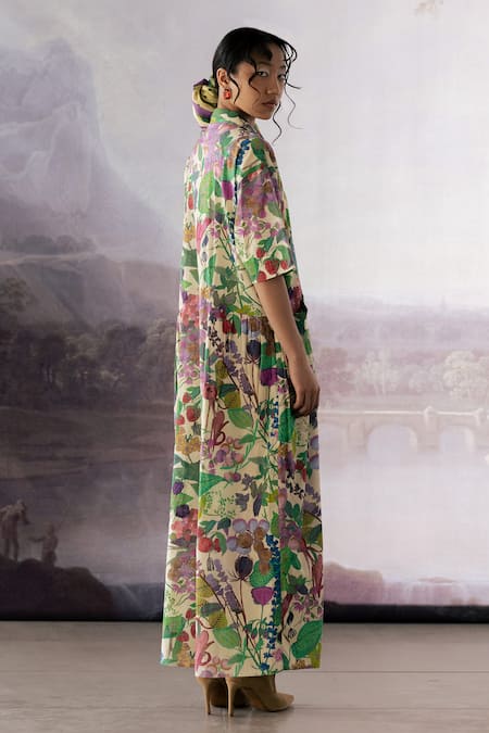 Shop_Yavi_White Cotton Collared Laura Printed Dress _Online_at_Aza_Fashions