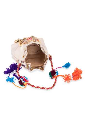Shop_5elements_Gold Hand Embroidery Floral Potli Bag _Online_at_Aza_Fashions