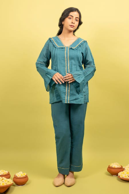 KKANYAAH Sequin Embroidered Tunic With Pant 