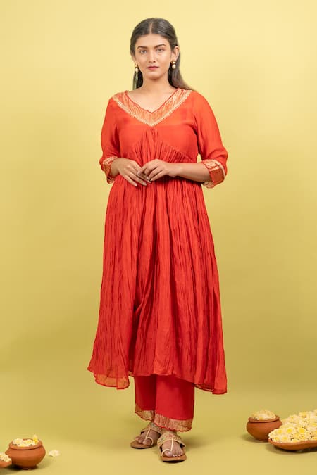 KKANYAAH Gota Hand Embroidered Anarkali Set 