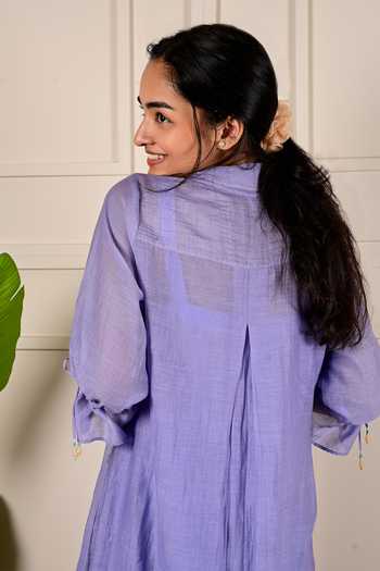 KKANYAAH Blue Silk, Cotton Embroidery Collared Floral Ombre Shirt Dress Online at Aza Fashions KKANYAAH_Blue Silk, Cotton Embroidery Collared Floral Ombre Shirt Dress _Online_at_Aza_Fashions