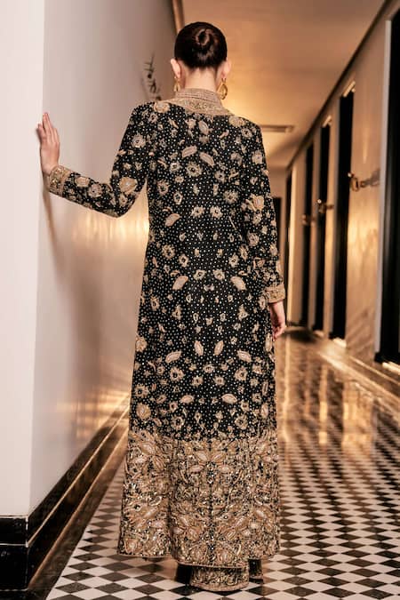Amit GT Midnight Marrakech Embroidered Jacket & Flared Pant Set 