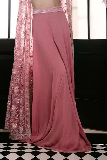 Buy Amit GT Pink Tulle Beads, Sequins, Embroidery Asymmetric Floral Cape Skirt Set Online at Aza Fashions Buy_Amit GT_Pink Tulle Beads, Sequins, Embroidery Asymmetric Floral Cape Skirt Set _Online_at_Aza_Fashions