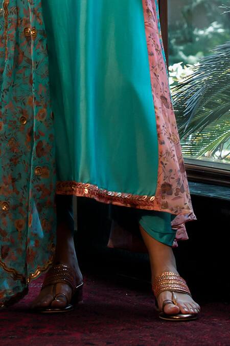 Shop Shashank Arya Blue Organza, Chanderi, Crepe Sequins, Ombre Side Panel Kurta Dhoti Pant Set Online at Aza Fashions Shop_Shashank Arya_Blue Organza, Chanderi, Crepe Sequins, Ombre Side Panel Kurta Dhoti Pant Set _Online_at_Aza_Fashions