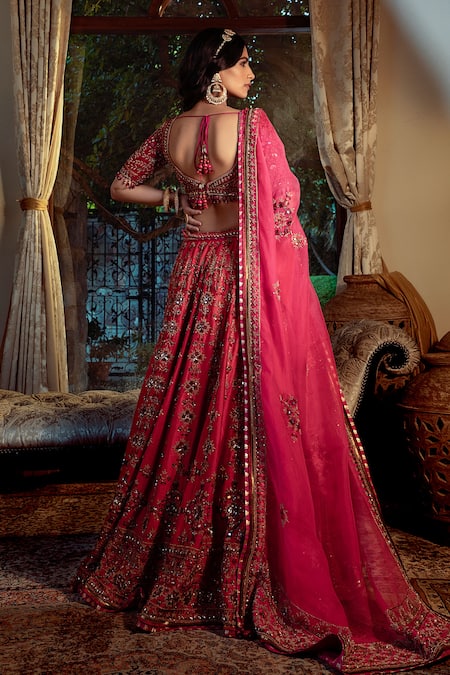 Shashank Arya Floral Hand Embroidered Bridal Lehenga Set 