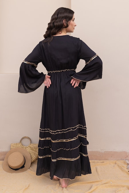 Label Reyya Tiered Galaxy Embroidered Gown 