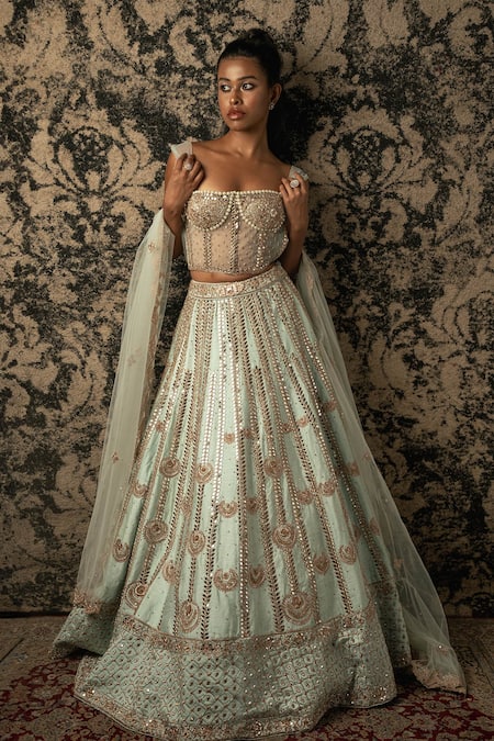 Jigar & Nikita Mirror Embroidered Bridal Lehenga Set 