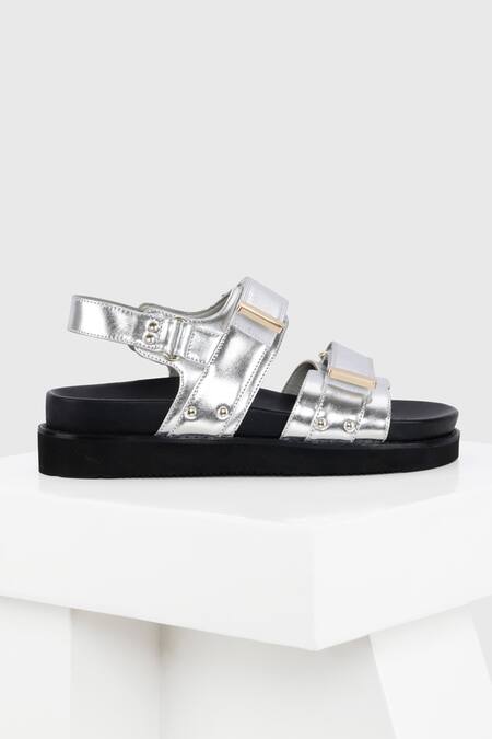 Buy Oroh Silver Double Strap Flat Sandals Online at Aza Fashions Buy_Oroh_Silver Double Strap Flat Sandals _Online_at_Aza_Fashions