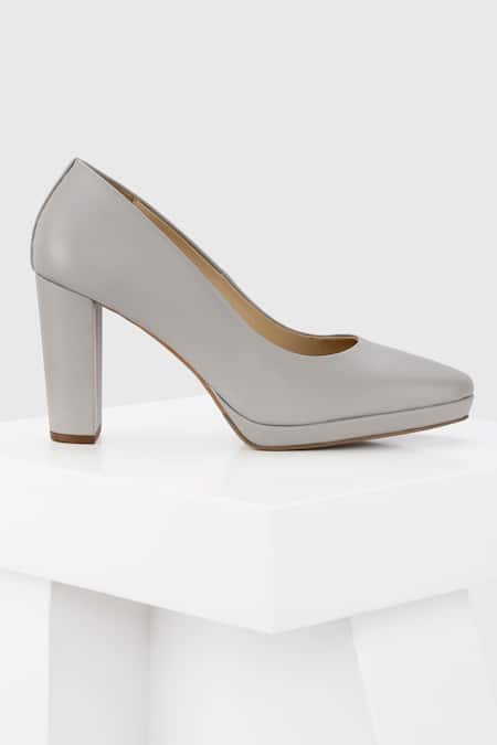 Buy_Oroh_Gray Grey Genuine Leather Round Toe Pumps _Online_at_Aza_Fashions