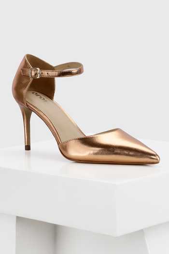 Oroh Latina Pointed Toe Metallic Kitten Heels 