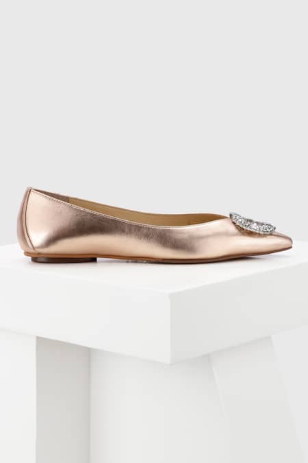 Buy_Oroh_Pink Catania Stone Embellished Heart Brooch Ballerinas _Online_at_Aza_Fashions