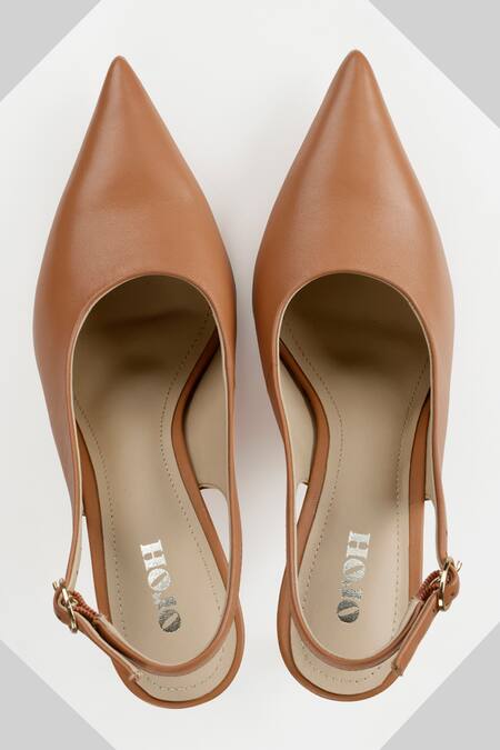 Oroh_Brown Siena Genuine Leather Pointed Toe Slingback Pumps_Online_at_Aza_Fashions
