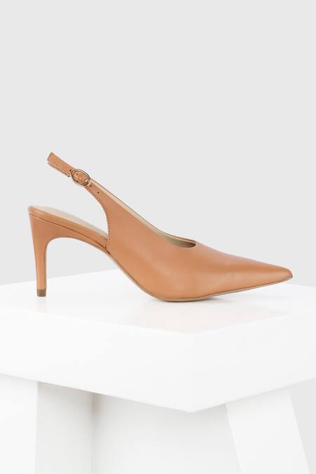 Buy_Oroh_Brown Siena Genuine Leather Pointed Toe Slingback Pumps_Online_at_Aza_Fashions