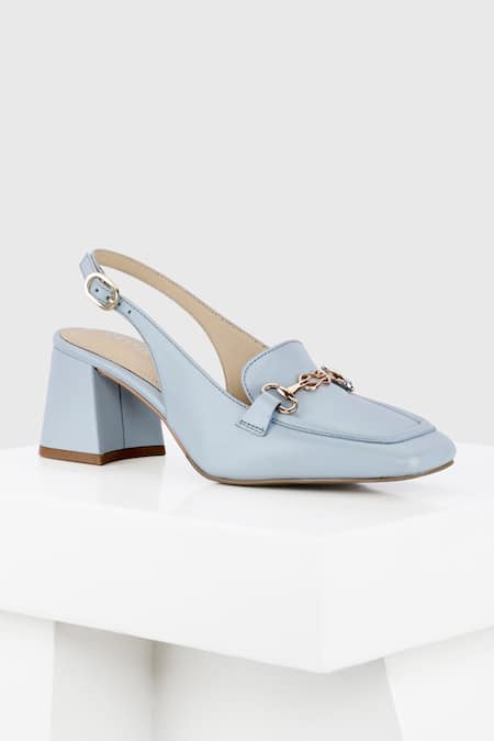 Oroh Blue Buckles Horse Shoe Slingback Pumps