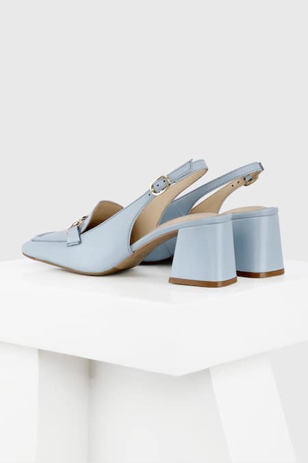 Shop Oroh Blue Buckles Horse Shoe Slingback Pumps at Aza Fashions Shop_Oroh_Blue Buckles Horse Shoe Slingback Pumps _at_Aza_Fashions
