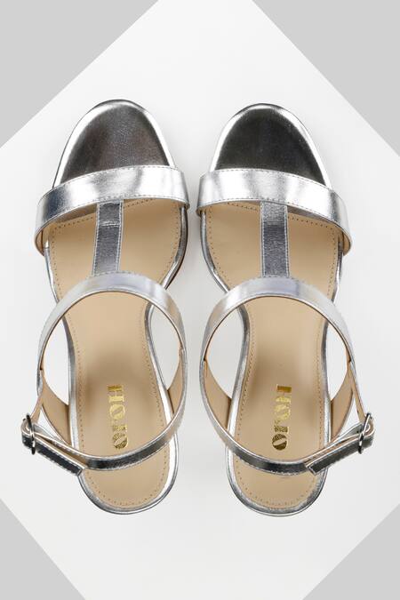 Oroh Silver Verona Cutout Strap Spool Heels Online at Aza Fashions Oroh_Silver Verona Cutout Strap Spool Heels _Online_at_Aza_Fashions
