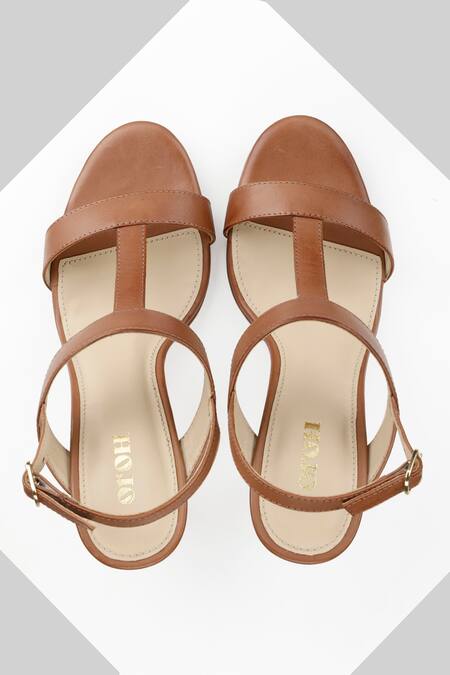 Oroh Brown Verona Cutout Strap Spool Heel Sandals Online at Aza Fashions Oroh_Brown Verona Cutout Strap Spool Heel Sandals _Online_at_Aza_Fashions