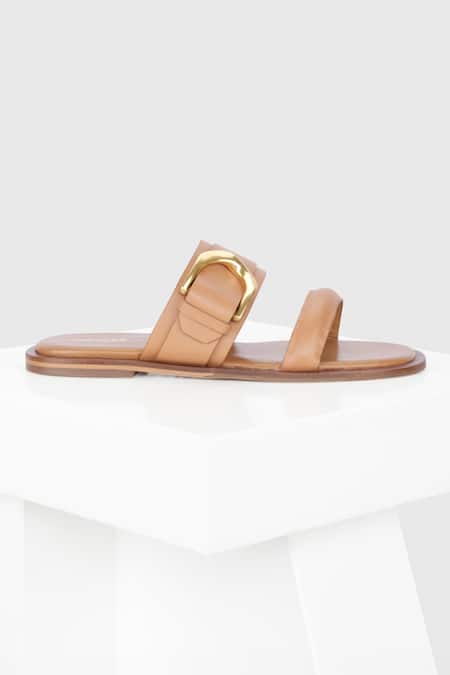 Buy_Oroh_Brown Buckles Arezzo Strappy Flats _Online_at_Aza_Fashions