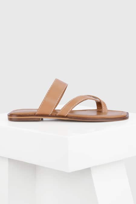 Buy_Oroh_Brown Perugia Cross Strap Flats _Online_at_Aza_Fashions