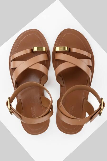 Oroh Brown Roma Cross And Multi Strapped Flats Online at Aza Fashions Oroh_Brown Roma Cross And Multi Strapped Flats _Online_at_Aza_Fashions