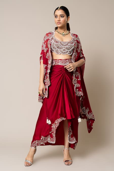 Nupur Kanoi Embroidered Cape Skirt Set 