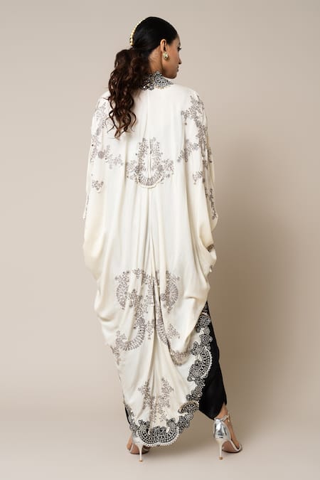 Nupur Kanoi Hand Embroidered Cape With Black Jumpsuit 