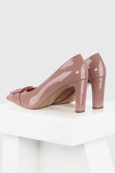 Shop Oroh Pink Buckles Majorca Pump Leather Heels at Aza Fashions Shop_Oroh_Pink Buckles Majorca Pump Leather Heels _at_Aza_Fashions