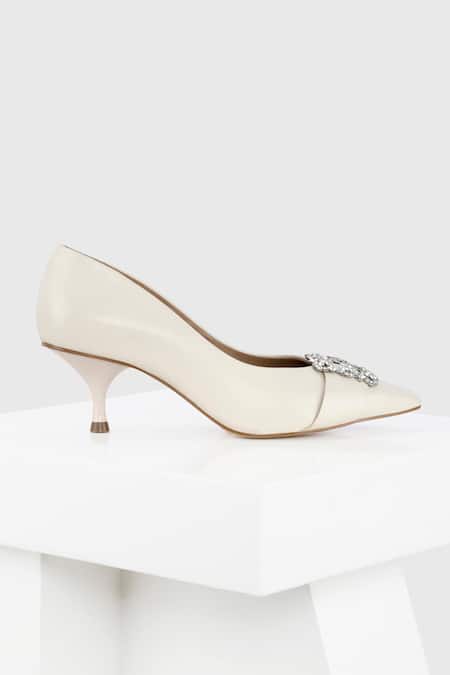 Buy_Oroh_White Crystals Marbella Stone Embellished Kitten Pump Heels _Online_at_Aza_Fashions