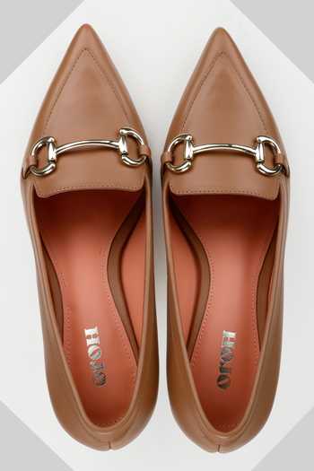 Oroh Brown Chains Sara Metal Embellished Kitten Heels Online at Aza Fashions Oroh_Brown Chains Sara Metal Embellished Kitten Heels _Online_at_Aza_Fashions