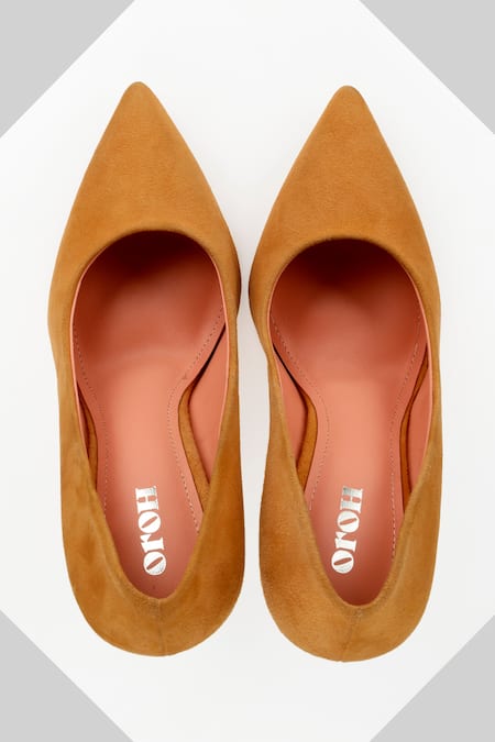 Oroh_Orange Embroidery Madrid Pointed Toe Pump Heels _Online_at_Aza_Fashions