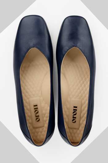 Oroh_Blue Monza Leather Ballerina_Online_at_Aza_Fashions