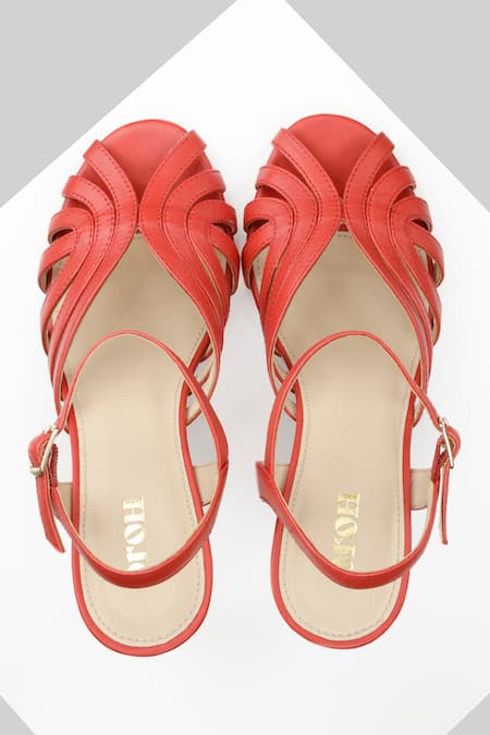 Oroh_Red Topaz Cutout Strap Stilettos _Online_at_Aza_Fashions