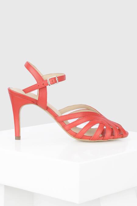 Buy_Oroh_Red Topaz Cutout Strap Stilettos _Online_at_Aza_Fashions