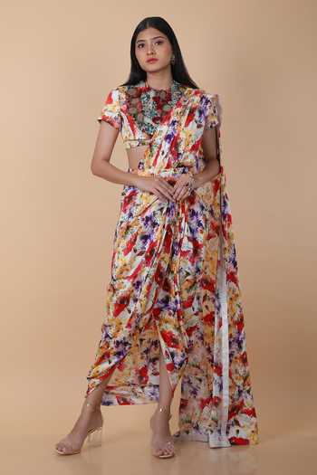 MALLIKA DHOTI SAREE SET WITH HENNA CT