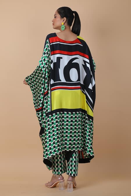 Anamika Khanna Printed Knotted Kaftan & Pant Set 