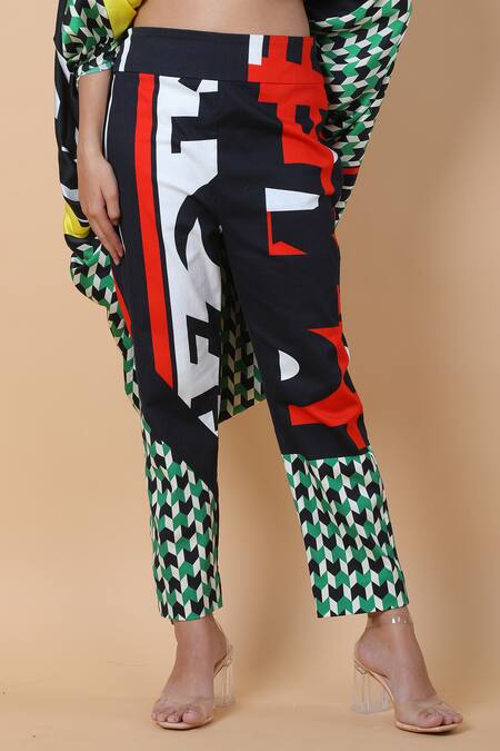 Anamika Khanna_Multi Color Silk V-neck Printed Knotted Kaftan And Pant Set_at_Aza_Fashions