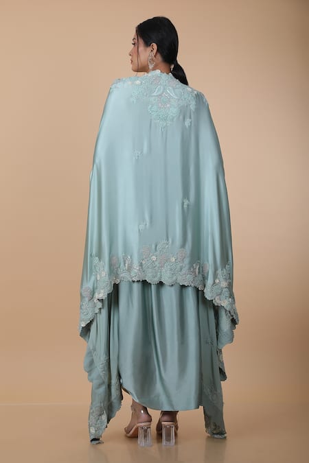 Anamika Khanna Paisley Embroidered Kaftan & Draped Skirt Set 