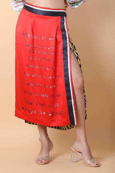 Buy_Anamika Khanna_White Silk Embroidery Collared Floral Print Shirt And Skirt Set