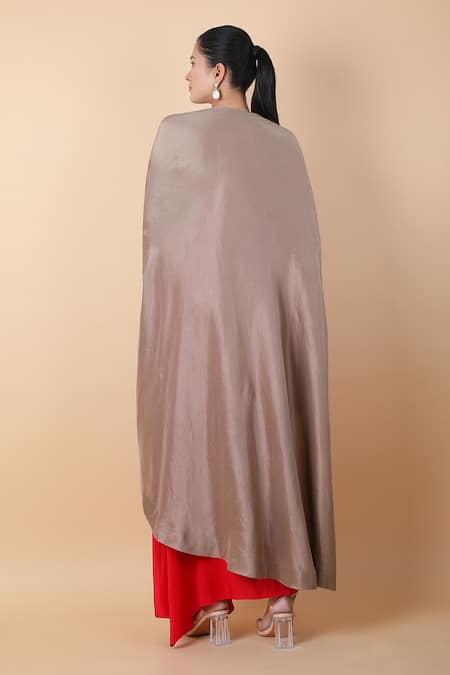 Shop_Anamika Khanna_Grey Silk Sequins Scoop Neck Embroidered Top And Skirt Set_at_Aza_Fashions