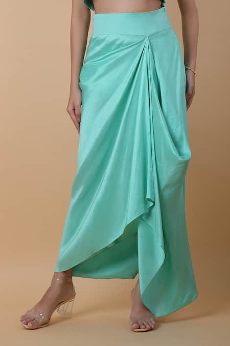 Anamika Khanna_Blue Silk Beads, Embroidery Cape Skirt Set_Online_at_Aza_Fashions