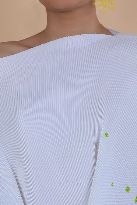 Payal Khandwala_White Cotton Round Neck Abstract Pattern Poncho Tunic With Pant_at_Aza_Fashions