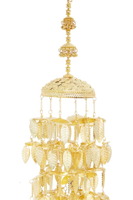 Buy_Vivinia By Vidhi Mehra_Gold Plated Chains Traditional Leaf Charms Pair Of Tying Kaleeras _Online_at_Aza_Fashions