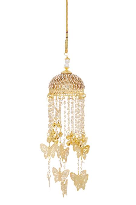 Buy_Vivinia By Vidhi Mehra_Gold Plated Beads Butterfly Charms Pair Of Tying Kaleeras _Online_at_Aza_Fashions