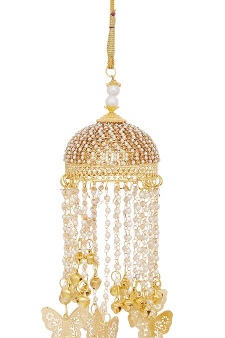 Shop_Vivinia By Vidhi Mehra_Gold Plated Beads Butterfly Charms Pair Of Tying Kaleeras _Online_at_Aza_Fashions